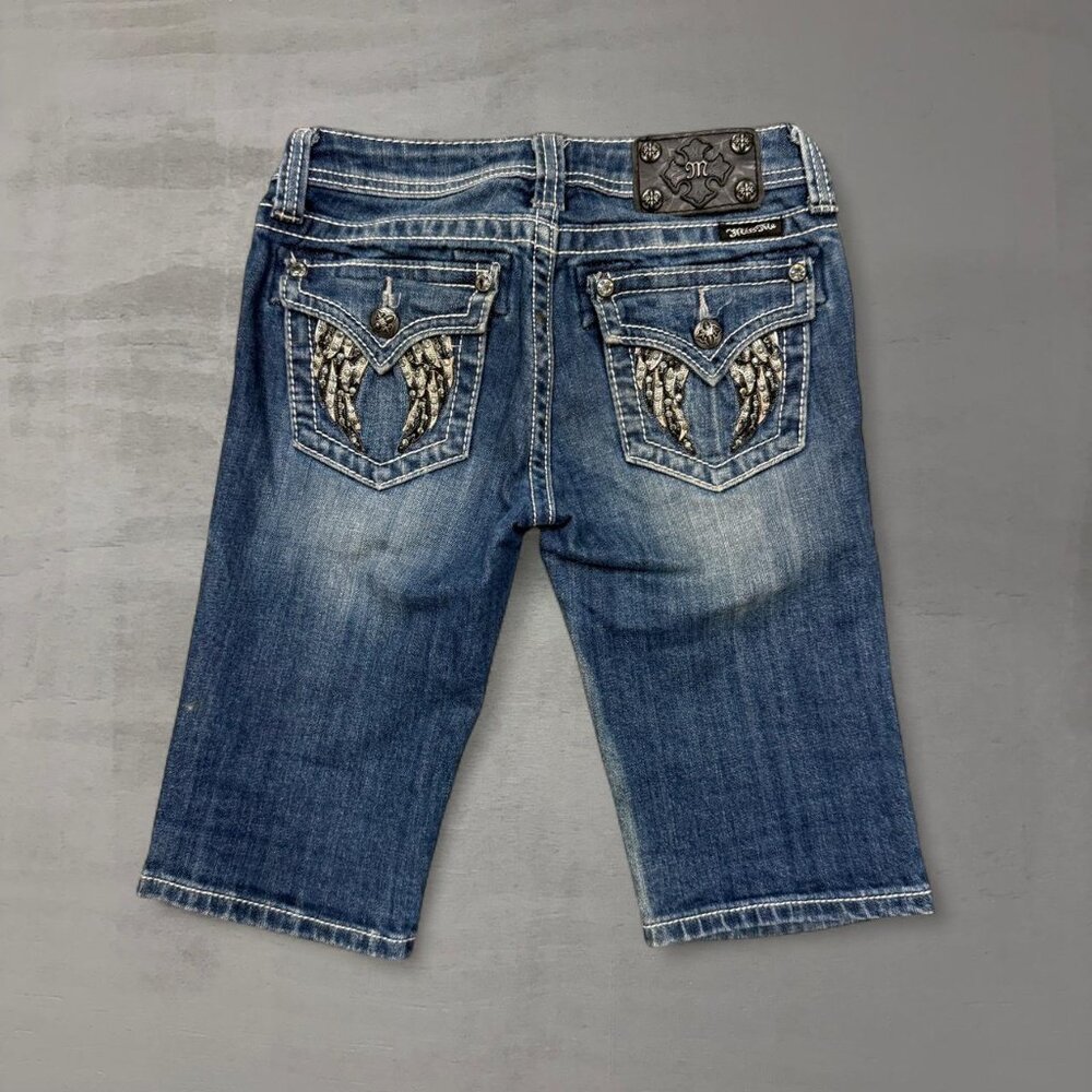 Miss Me Dark Blue Embroidered Denim Girls' Shorts